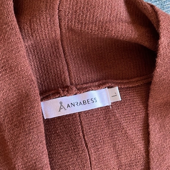 Anrabess Drapy Brown Open Front Chunky Soft Maxi Cardigan - Picture 13 of 14